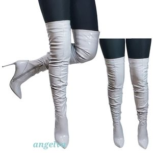 New Steve madden viktory stilleto heel pointed toe over the knee boots gray